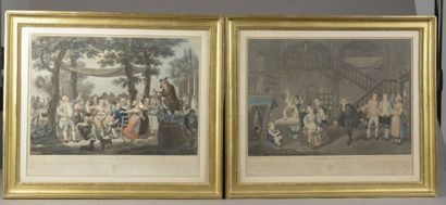 null Quatre gravures en couleurs répresentants des scènes de mariage. 

XIXe siècle.

Haut....