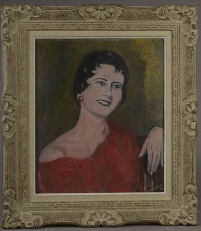 null L.WAINTRAUB (actif vers 1950).

Portrait de Madame Perrin.

Huile sur panneau...