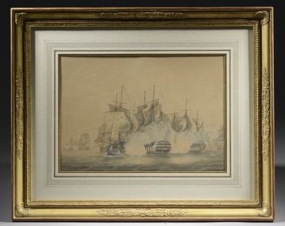 null Follower of Nicholas POCOCK (1740-1821).

Naval battle.

Watercolor (insolate).

Height...