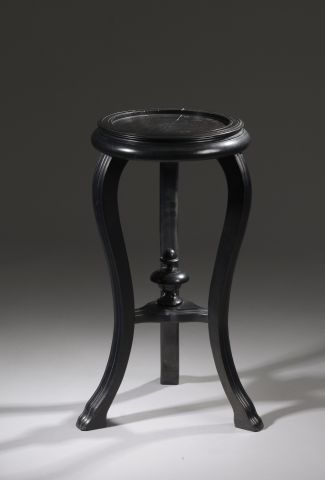 Round sellette in blackened molded wood with...