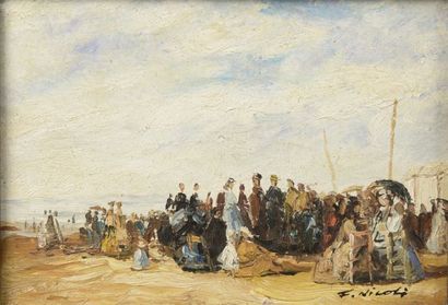 null François NICOLI (XXe siècle).

Plage Normande.

Huile sur toile. 

Haut. : 12,5...