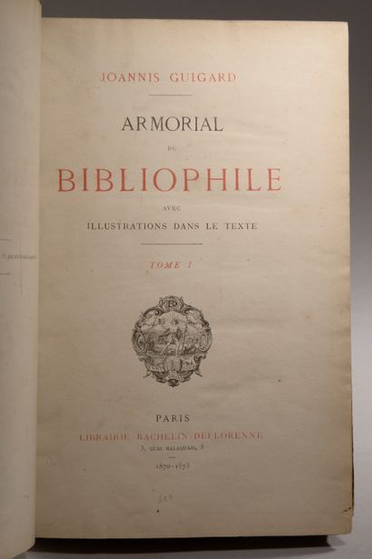 null GUIGARD (Joannis). Armorial du bibliophile. Paris, Librairie Bachelin-Deflorenne,...