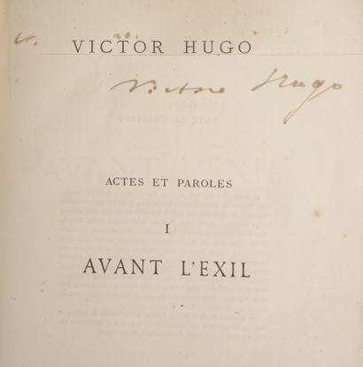 null HUGO (Victor). Actes et paroles. Avant l’exil. 1841-1851. Paris, Lévy, 1875.

In-8...