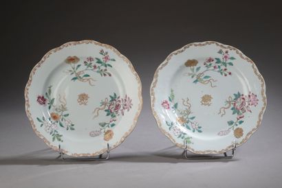 null CHINE - Compagnie des Indes, XVIIIe siècle. 

Paire d'assiettes en porcelaine...