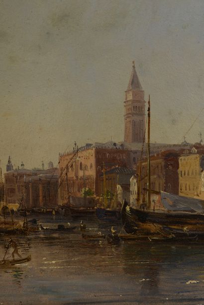 null Suiveur de Théodore GUDIN (Paris, 1802 - Boulogne-Billancourt, 1880).

Venise.

Huile...