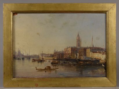 null Suiveur de Théodore GUDIN (Paris, 1802 - Boulogne-Billancourt, 1880).

Venise.

Huile...