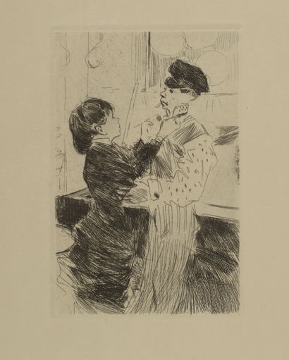 null Jean-Louis FORAIN (1852-1931).

"The tie knot".

Etching countersigned lower...