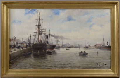 null French school of the 20th century. 

Port of Boulogne sur mer.

Oil on canvas...