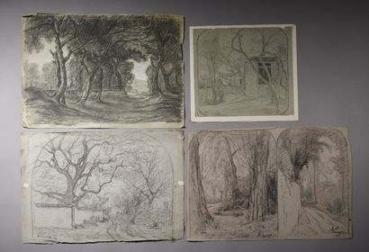 null François VERNAY (1821-1896).

Esquisses pour des paysages.

Quatres dessins...