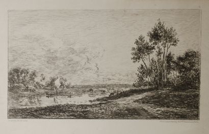 null Charles François DAUBIGNY (1817-1878).

The Seine at Port Maurin.

Etching,...