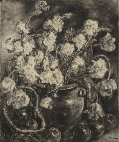 Louise HERVIEU (1878-1954).

Bouquet. 

Charcoal...