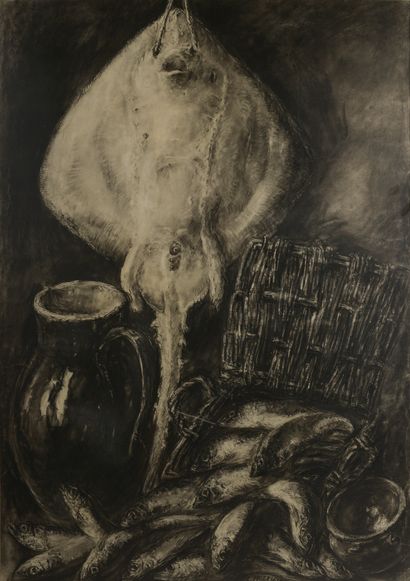 null Louise HERVIEU (1878-1954).

"Panel with a ray".

Charcoal signed lower right.

Height...