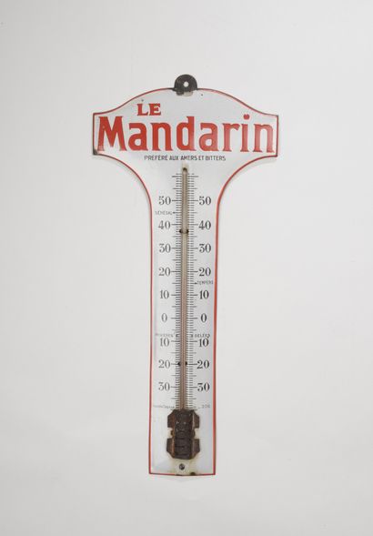null THERMOMETER THE MANDARIN.

Advertising plate in enamelled sheet metal (missing...