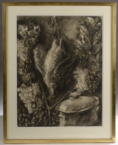 null Louise HERVIEU (1878-1954).

Still life with a pheasant.

Charcoal signed in...