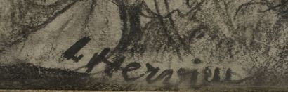 null Louise HERVIEU (1878-1954).

"The flowering duck".

Charcoal signed at the bottom...