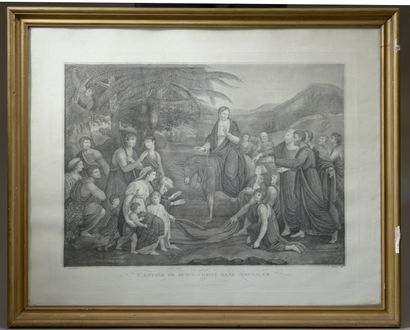 null Set of THREE engravings (pitting) including: 



- The Entry of Jesus into Jerusalem.

Height...