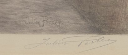 null Julien Aug. PERREY (1871-?).

Ruelle d'Afrique du nord. 

Pointe sèche signée...