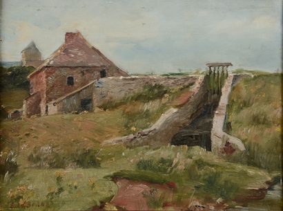 null Edme-Émile LABORNE (1837-1913).

Landscape with a mill.

Oil on panel signed...