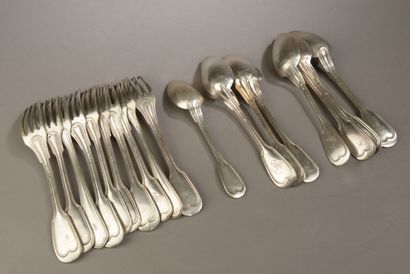 null NOT SOLD Set of silver cutlery net model (variations in the model) including...
