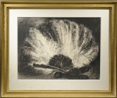 null Louise HERVIEU (1878-1954).

"The fan of ostrich feathers"

Charcoal signed...