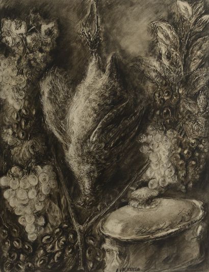 null Louise HERVIEU (1878-1954).

Still life with a pheasant.

Charcoal signed in...