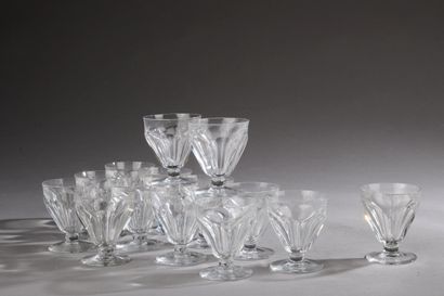 null BACCARAT - Set including ; 

- Suite of six hisky glasses with flat bottoms...