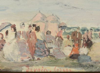 null NOT COMING. Pierre DAVAIN-LESAGES (1908-?).

Animated Norman beach.

Oil on...