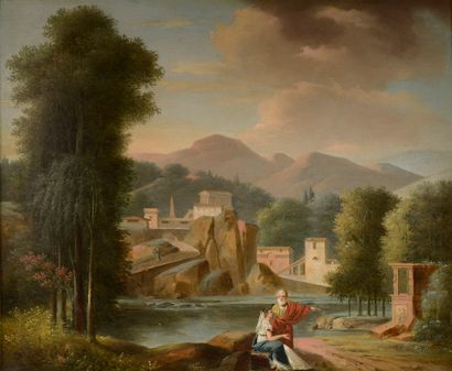 null French school of the 19th century.
Lake landscape.
Oil on canvas (lining).
Height...