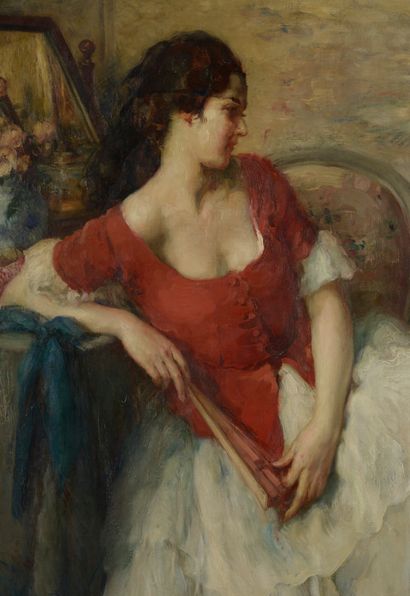 null Fernand TOUSSAINT (Bruxelles, 1873 - Ixelles, 1955/56).
Portrait de femme au...