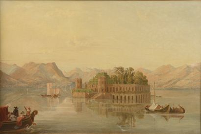 null Pierre CATRUFO (Geneva, ? - Paris, 1854).
View of Isola Bella on Lake Maggiore.
Oil...