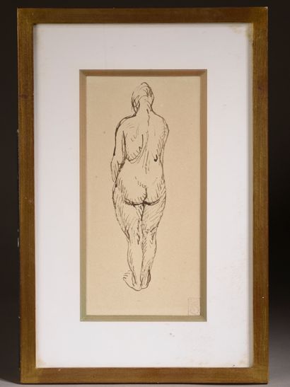 null Théophile Alexandre STEINLEN (Lausanne, 1859 - Paris, 1923).
Femme nue de dos.
Encre...