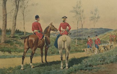 null Charles de CONDAMY (Gamaches, 1847 - Nice, 1913).
Scènes de chasse à courre....