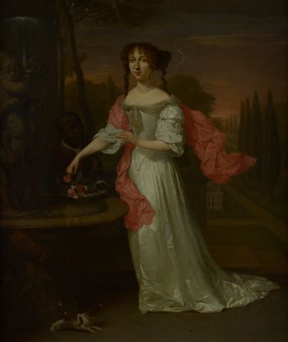 null Attribué à Jan VERKOLJE (Amsterdam, 1650 - Delft, 1693).
Jeune femme et son...
