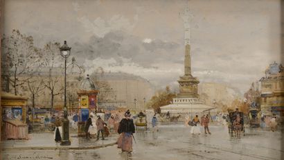 null Eugène GALIEN-LALOUE (Paris, 1854 - Chérence, 1941).
Place de la Bastille.
Pencil,...