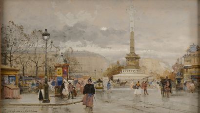 null Eugène GALIEN-LALOUE (Paris, 1854 - Chérence, 1941).
Place de la Bastille.
Crayon,...