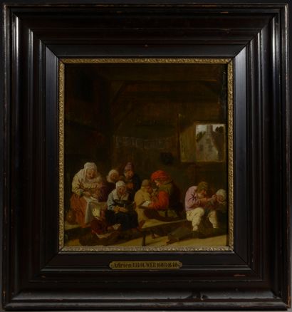 null Attributed to Horatius BOLLONGIER (Harlem, circa 1604 - 1681).
The writing course.
Oil...