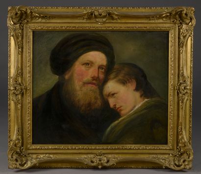null Russian school of the 19th century.
The father and his son.
Oil on mahogany...