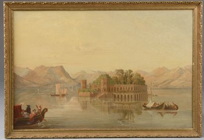 null Pierre CATRUFO (Genève, ? - Paris, 1854).
Vue d'Isola Bella sur le lac Majeur.
Huile...