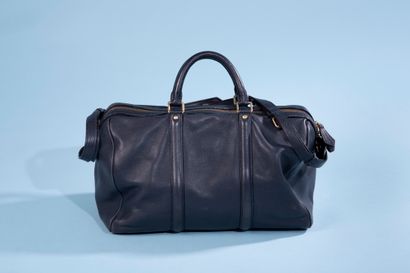 null LOUIS VUITTON. 
Sac "Sofia Coppola" en cuir grainé bleu nuit (légères usures...