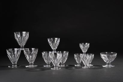 null BACCARAT. 
Part of service of glasses in cut crystal, model "Harcourt", including...
