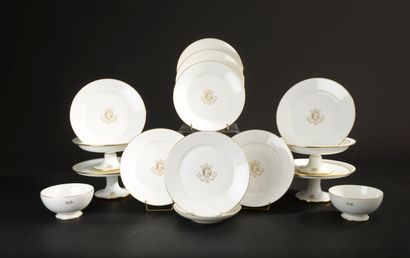 SÈVRES.
Part of table service in white enamelled...