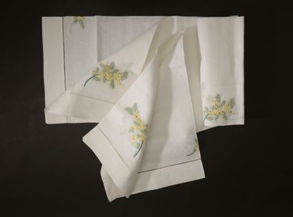 Rectangular linen tablecloth embroidered...