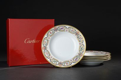 CARTIER. 
Five soup plates in enamelled and...