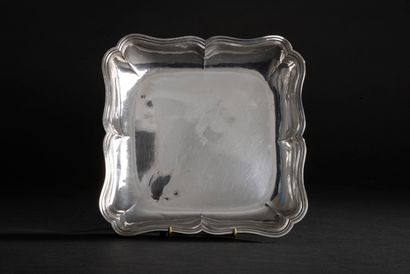 Square silver bowl 950 thousandths, the moulded...