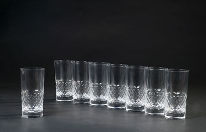 null BACCARAT.
Eight glasses with orangeade out of cut crystal, model "Palermo".
Height....
