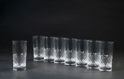 null BACCARAT.
Huit verres à orangeade en cristal taillé, modèle "Palerme".
Haut....