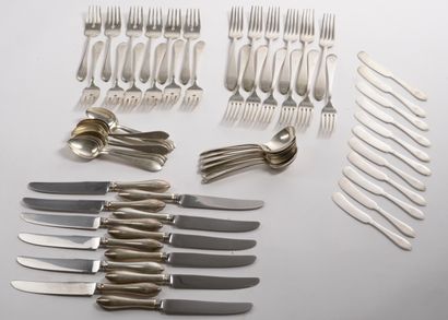 Household set in plain silver 925 thousandths,...