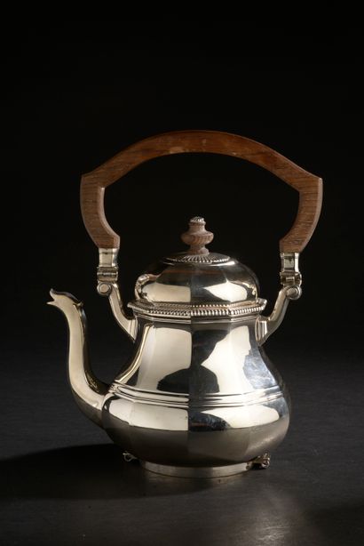 Swollen teapot with cut sides in silver 950...
