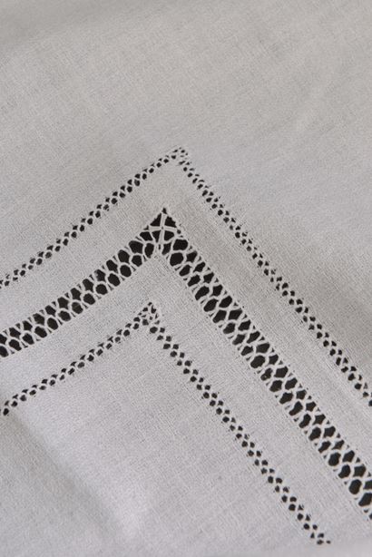 null Large rectangular tablecloth in cotton or linen openwork (small stains, a very...
