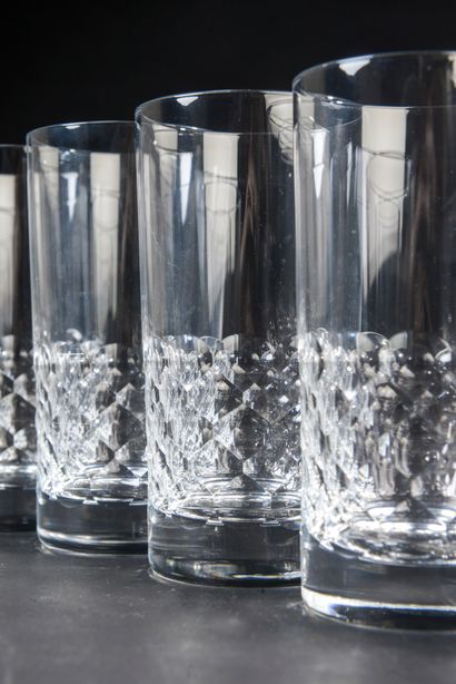 null BACCARAT.
Eight glasses with orangeade out of cut crystal, model "Palermo".
Height....